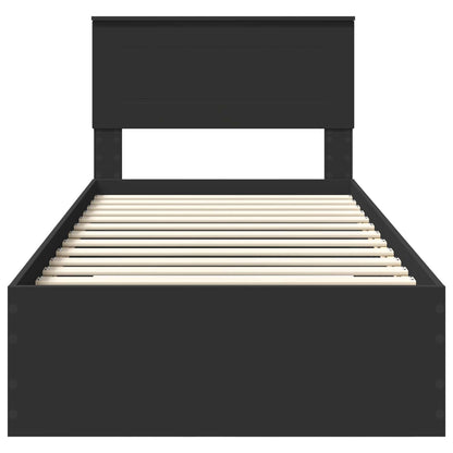 Bettrahmen Schwarz und Silber 75 x 190 cm Holzwerkstoff