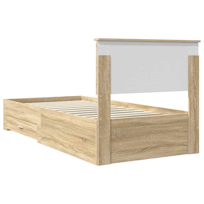 vidaXL Bettrahmen Sonoma Eiche und Silber 75 x 190 cm Holzwerkstoff