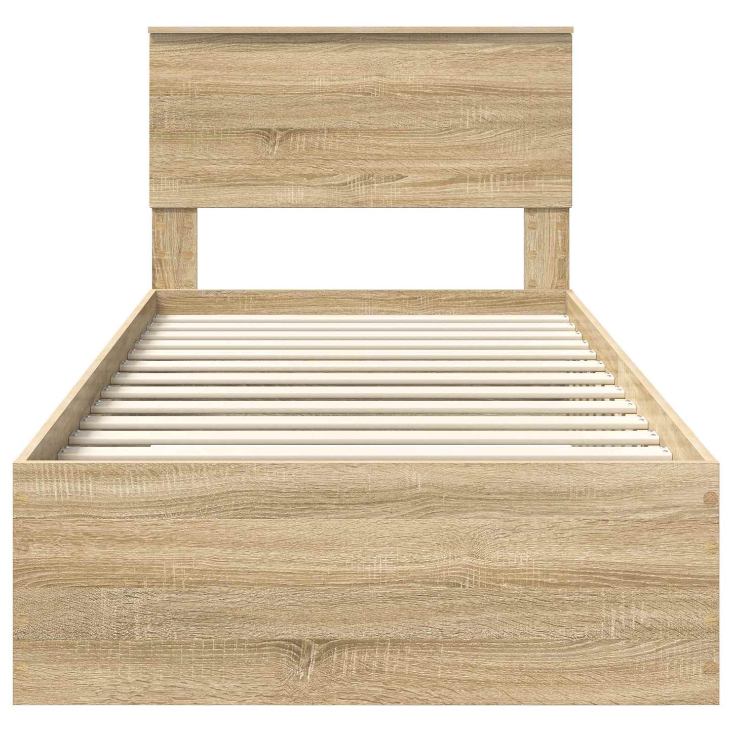 vidaXL Bettrahmen Sonoma Eiche und Silber 75 x 190 cm Holzwerkstoff