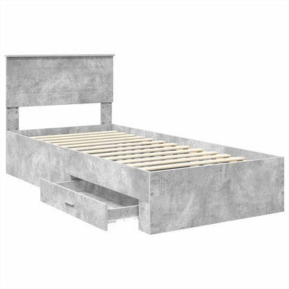 vidaXL Bettrahmen Beton Grau und Silber 75 x 190 cm Holzwerkstoff