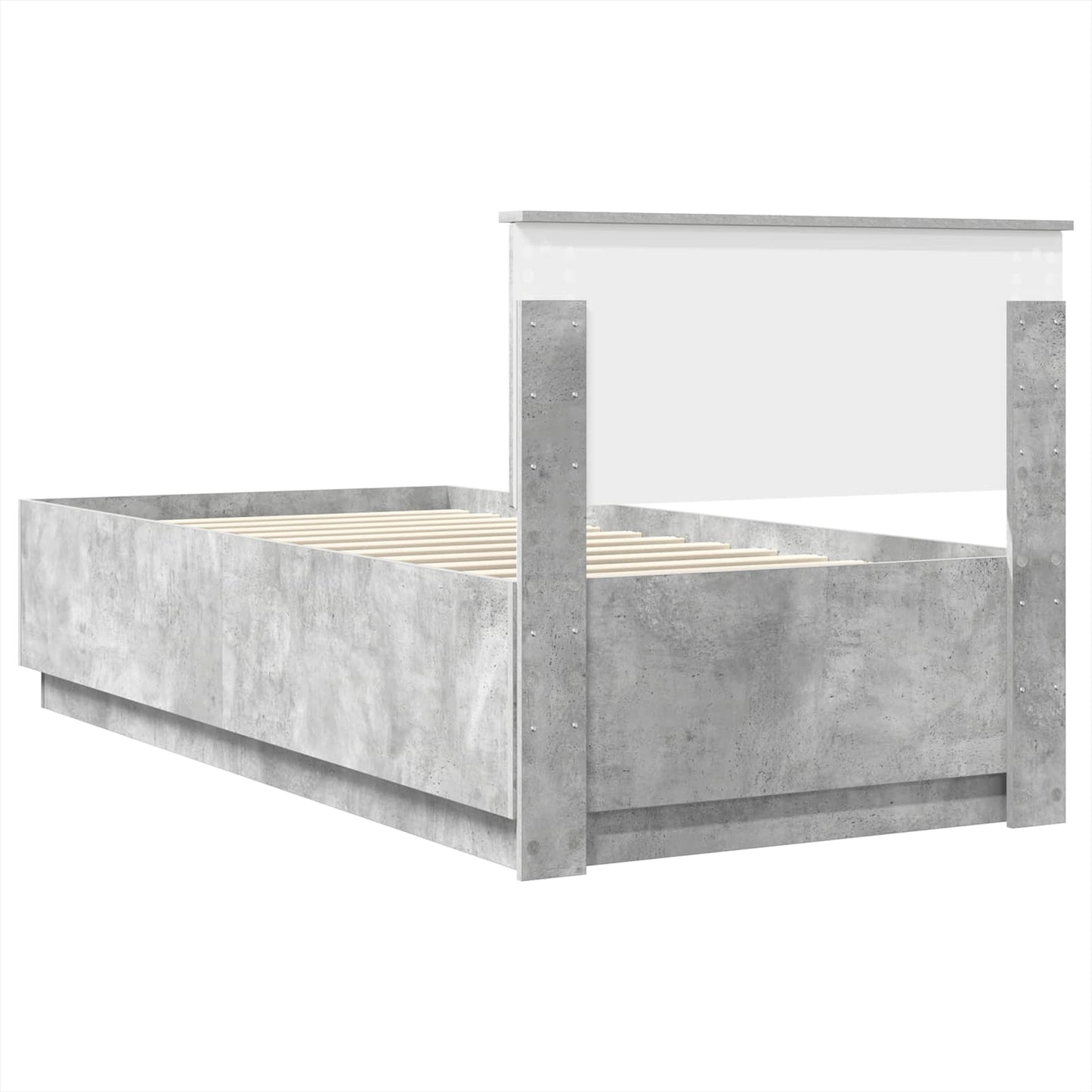 vidaXL Bettrahmen Beton Grau und Silber 75 x 190 cm Holzwerkstoff