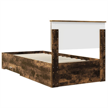 vidaXL Bettrahmen Rauchige Eiche und Silber 75 x 190 cm Holzwerkstoff