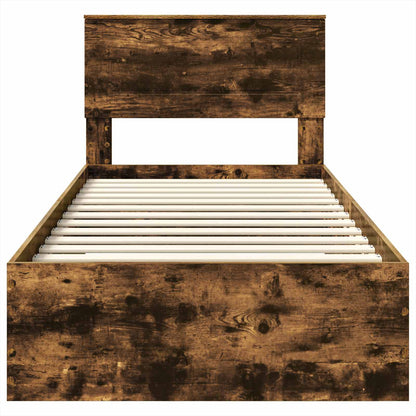 vidaXL Bettrahmen Rauchige Eiche und Silber 75 x 190 cm Holzwerkstoff
