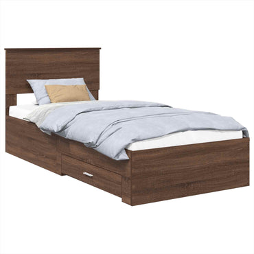vidaXL Bettrahmen Braune Eiche und Silber 75 x 190 cm Holzwerkstoff