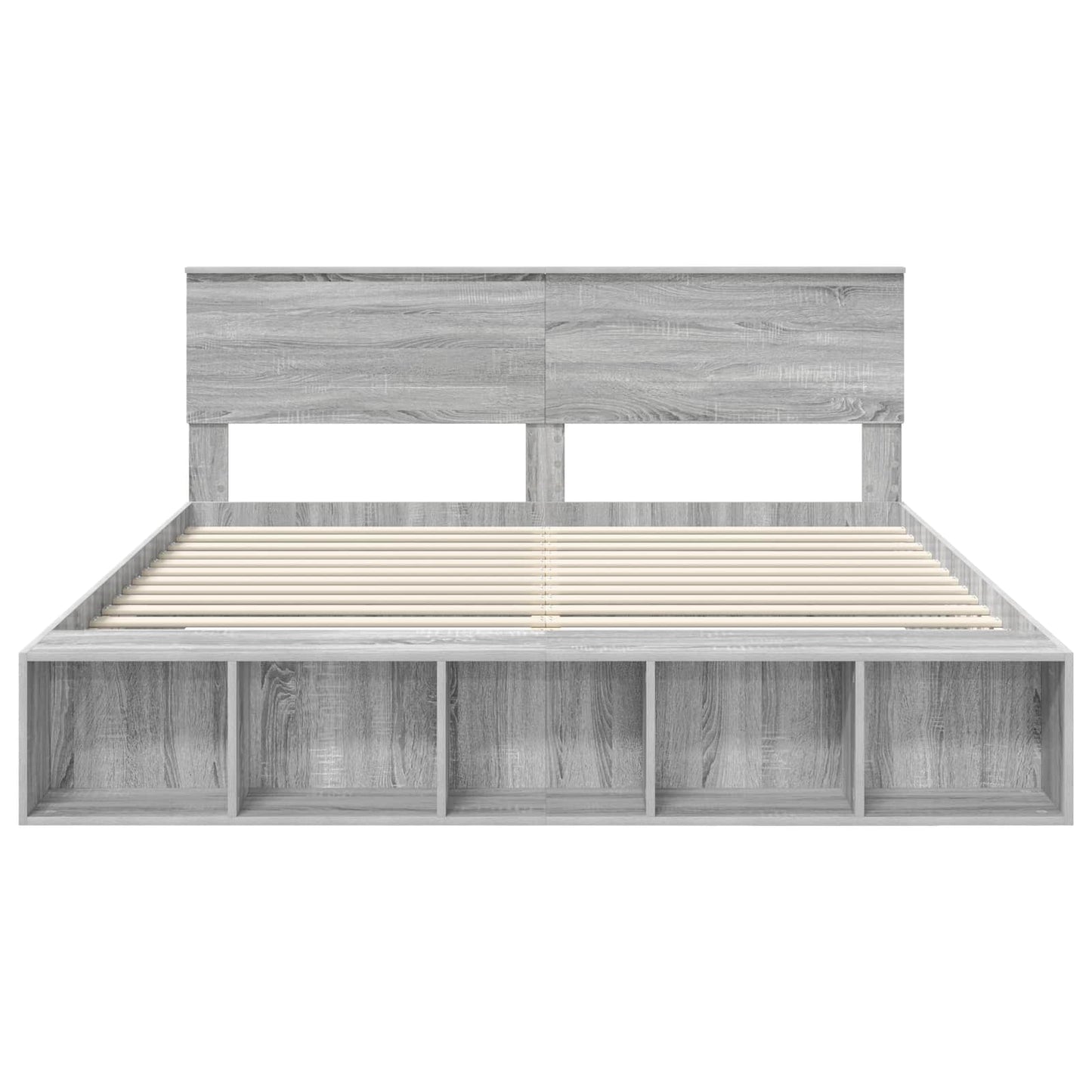 vidaXL Bettrahmen mit Regal Graues Sonoma 200 x 200 cm Holzwerkstoff