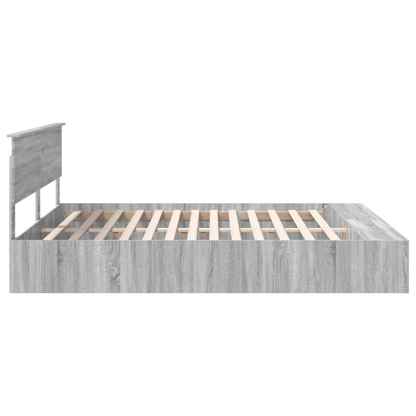 vidaXL Bettrahmen mit Regal Graues Sonoma 200 x 200 cm Holzwerkstoff