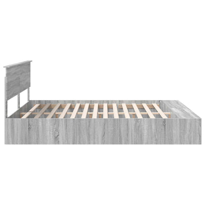 vidaXL Bettrahmen mit Regal Graues Sonoma 200 x 200 cm Holzwerkstoff