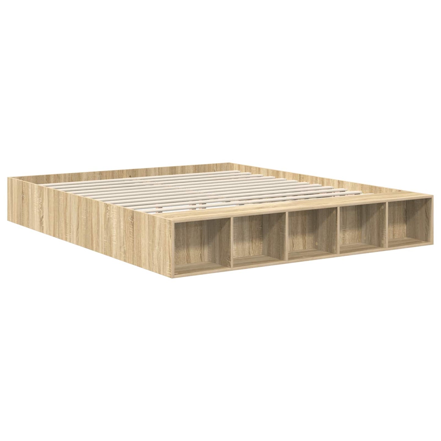 vidaXL Bettrahmen mit Regal Sonoma-Eiche 180 x 200 cm Holzwerkstoff