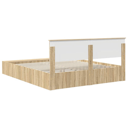 vidaXL Bettrahmen mit Regal Sonoma-Eiche 180 x 200 cm Holzwerkstoff