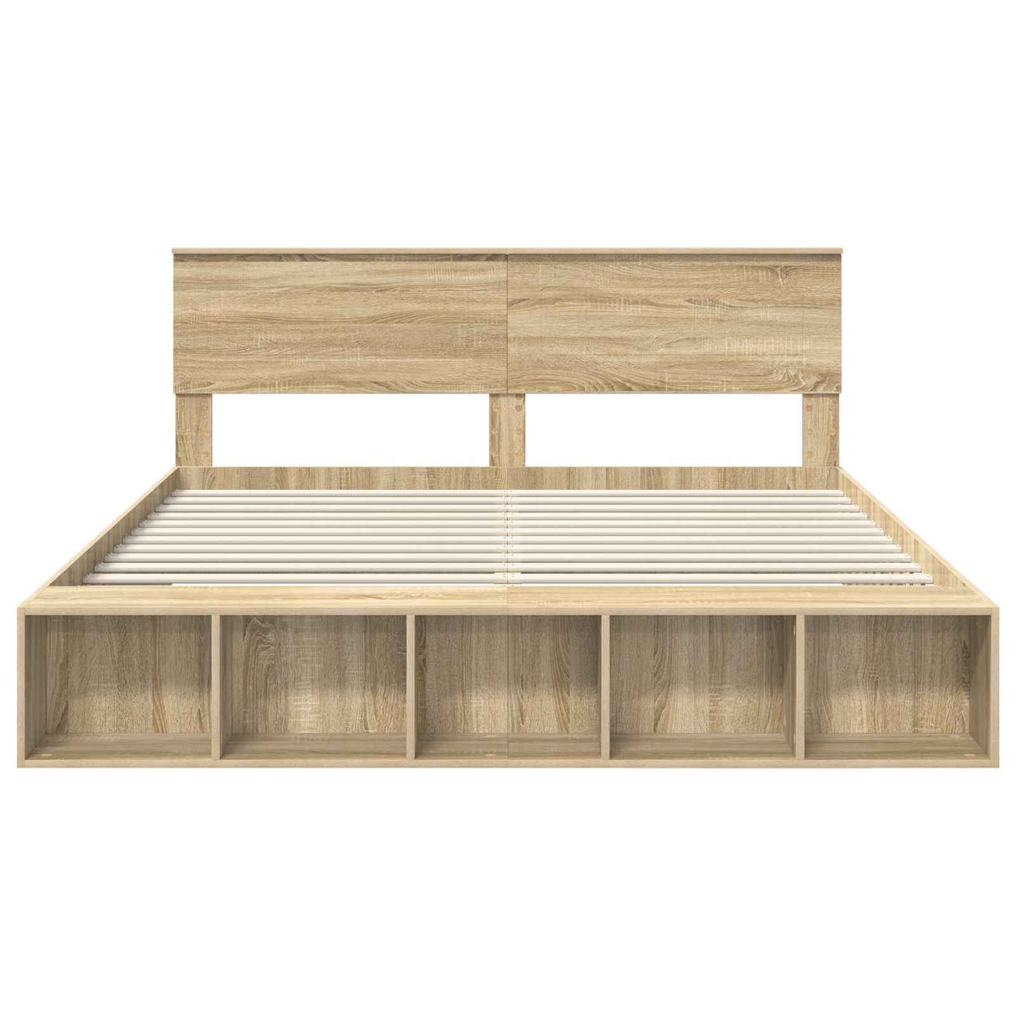 vidaXL Bettrahmen mit Regal Sonoma-Eiche 180 x 200 cm Holzwerkstoff