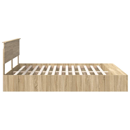 vidaXL Bettrahmen mit Regal Sonoma-Eiche 180 x 200 cm Holzwerkstoff