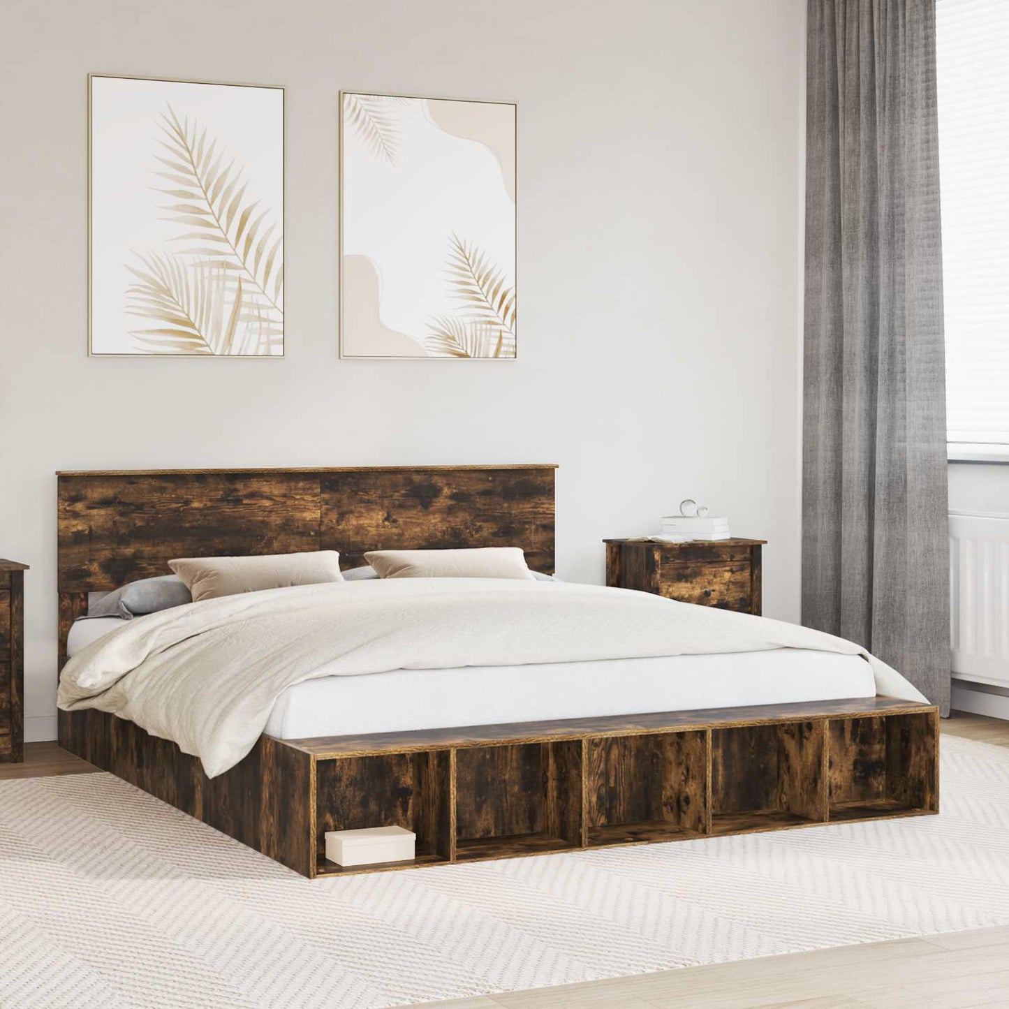 vidaXL Bettrahmen Geräucherte Eiche 180 x 200 cm Holzwerkstoff