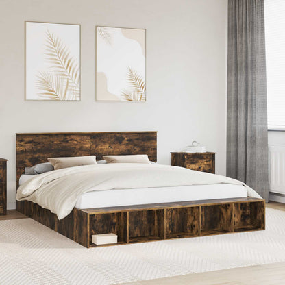 vidaXL Bettrahmen Geräucherte Eiche 180 x 200 cm Holzwerkstoff