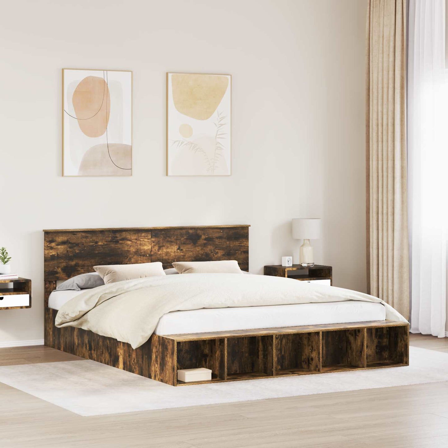 vidaXL Bettrahmen Geräucherte Eiche 180 x 200 cm Holzwerkstoff