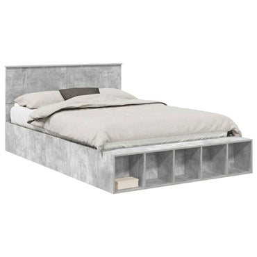 vidaXL Cadre de lit avec étagère Gris Ciment 160 x 200 cm Bois d'ingénierie