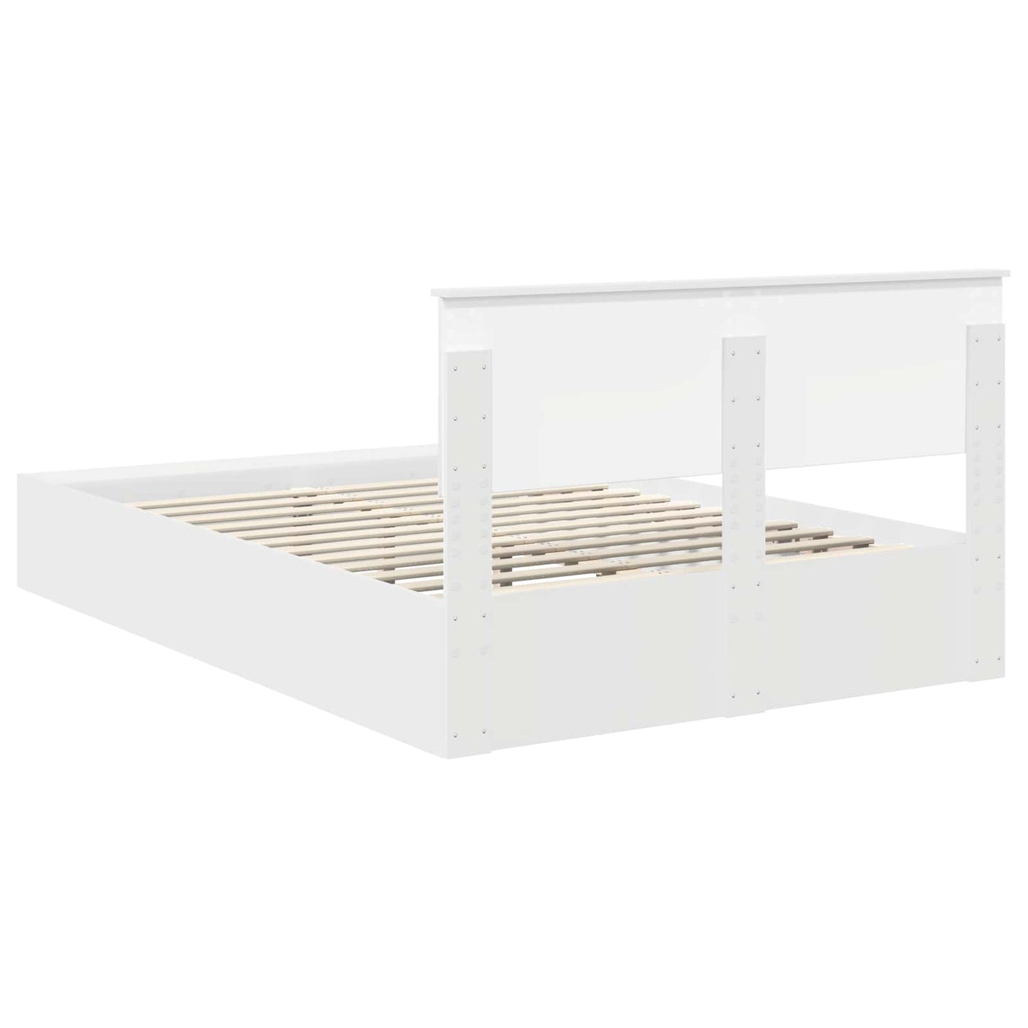 vidaXL Bettrahmen mit Regal Weiß 150 x 200 cm Holzwerkstoff