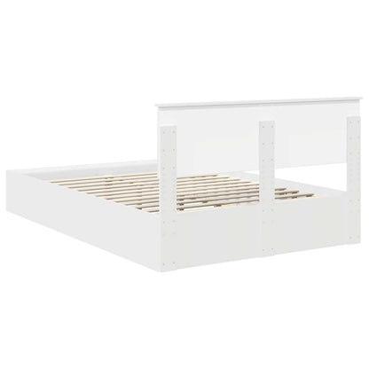 vidaXL Bettrahmen mit Regal Weiß 150 x 200 cm Holzwerkstoff
