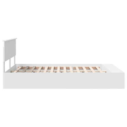 vidaXL Bettrahmen mit Regal Weiß 150 x 200 cm Holzwerkstoff