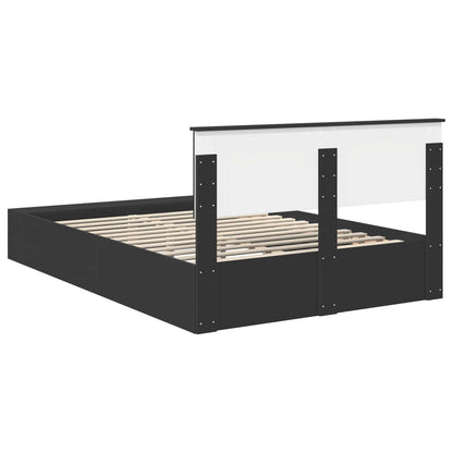 vidaXL Bettrahmen mit Regal Schwarz 150 x 200 cm Holzwerkstoff