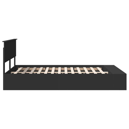 vidaXL Bettrahmen mit Regal Schwarz 150 x 200 cm Holzwerkstoff