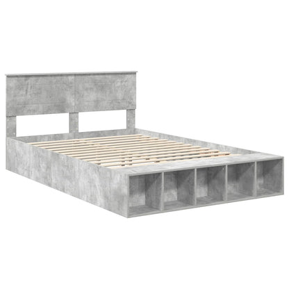vidaXL Bettrahmen mit Regal Beton Grau 150 x 200 cm Holzwerkstoff