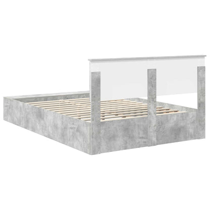 vidaXL Bettrahmen mit Regal Beton Grau 150 x 200 cm Holzwerkstoff