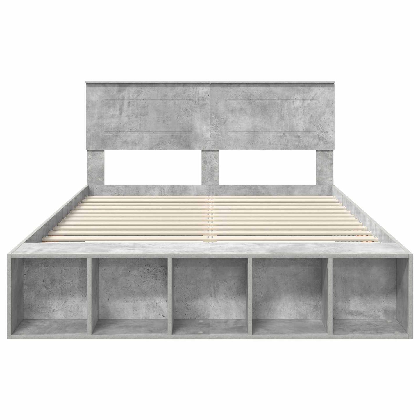 vidaXL Bettrahmen mit Regal Beton Grau 150 x 200 cm Holzwerkstoff