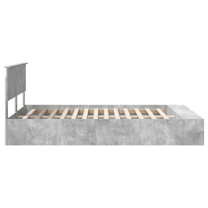 vidaXL Bettrahmen mit Regal Beton Grau 150 x 200 cm Holzwerkstoff