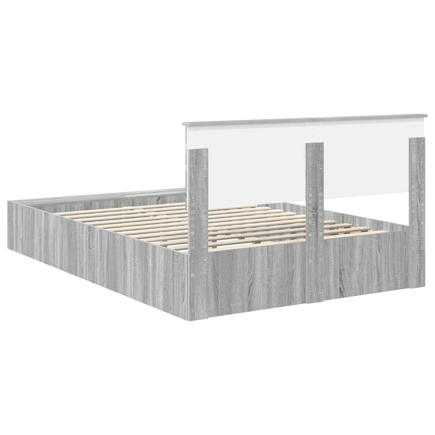 vidaXL Bettrahmen mit Regal Graues Sonoma 140 x 190 cm Holzwerkstoff