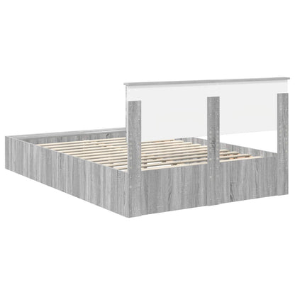 vidaXL Bettrahmen mit Regal Graues Sonoma 140 x 190 cm Holzwerkstoff