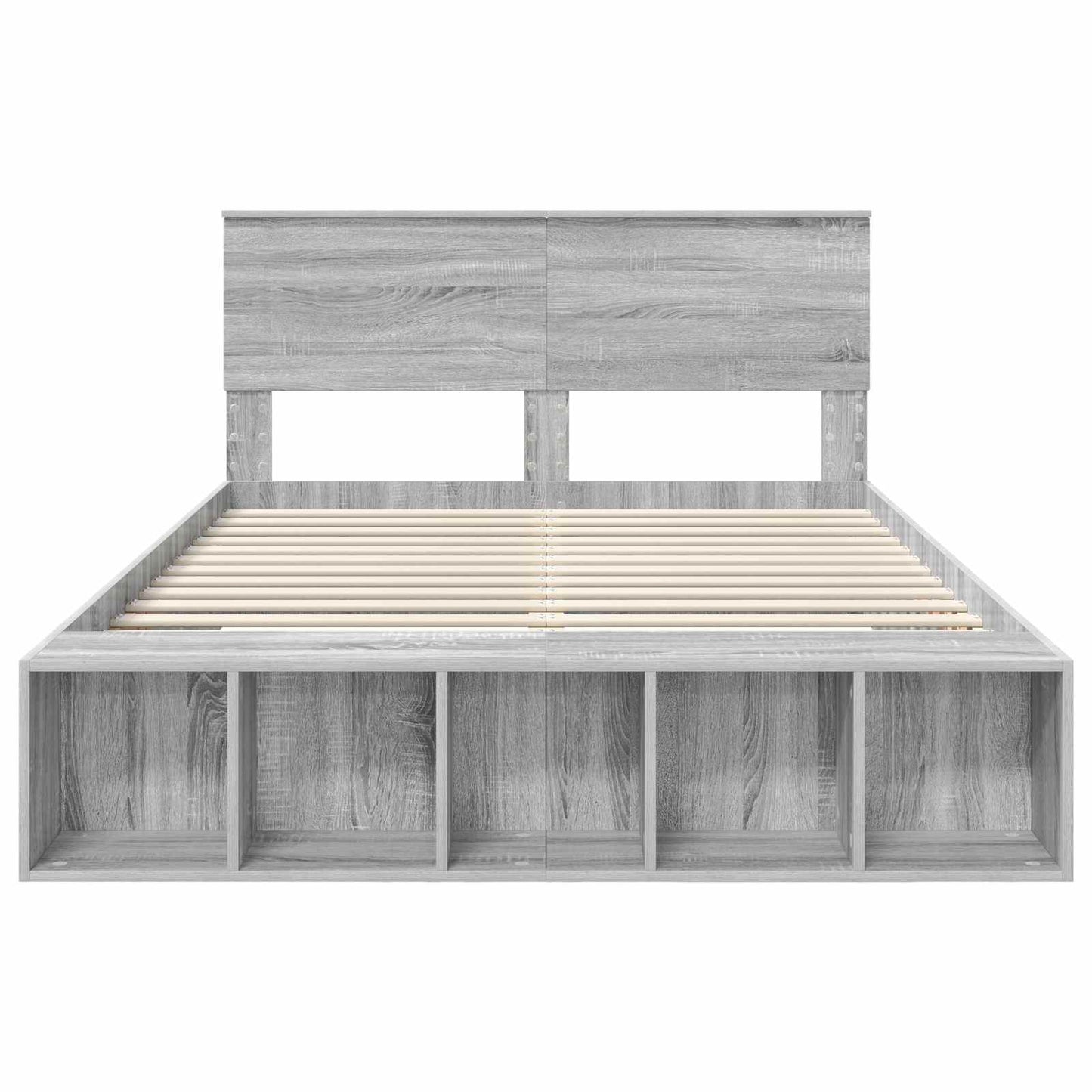 vidaXL Bettrahmen mit Regal Graues Sonoma 140 x 190 cm Holzwerkstoff