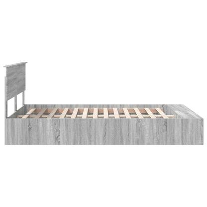 vidaXL Bettrahmen mit Regal Graues Sonoma 140 x 190 cm Holzwerkstoff
