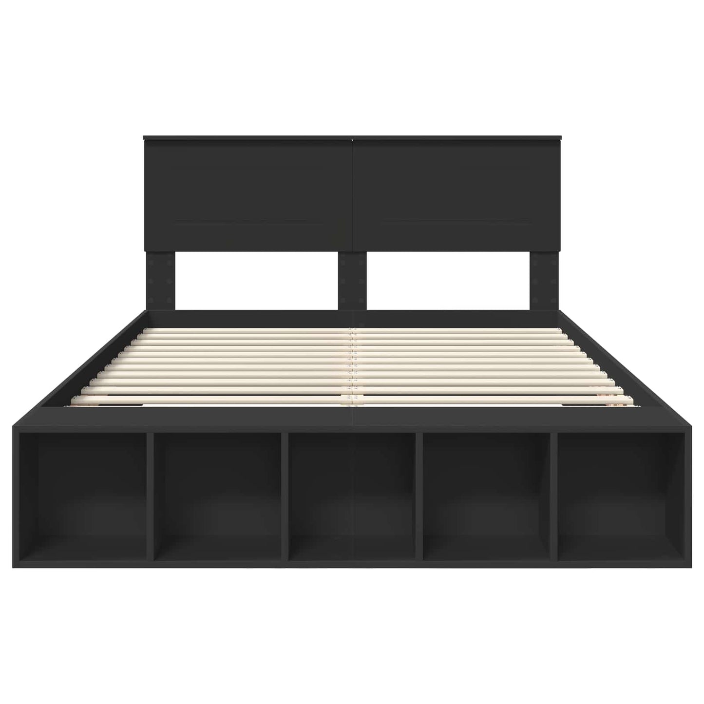 vidaXL Bettrahmen mit Regal Schwarz 140 x 200 cm Holzwerkstoff