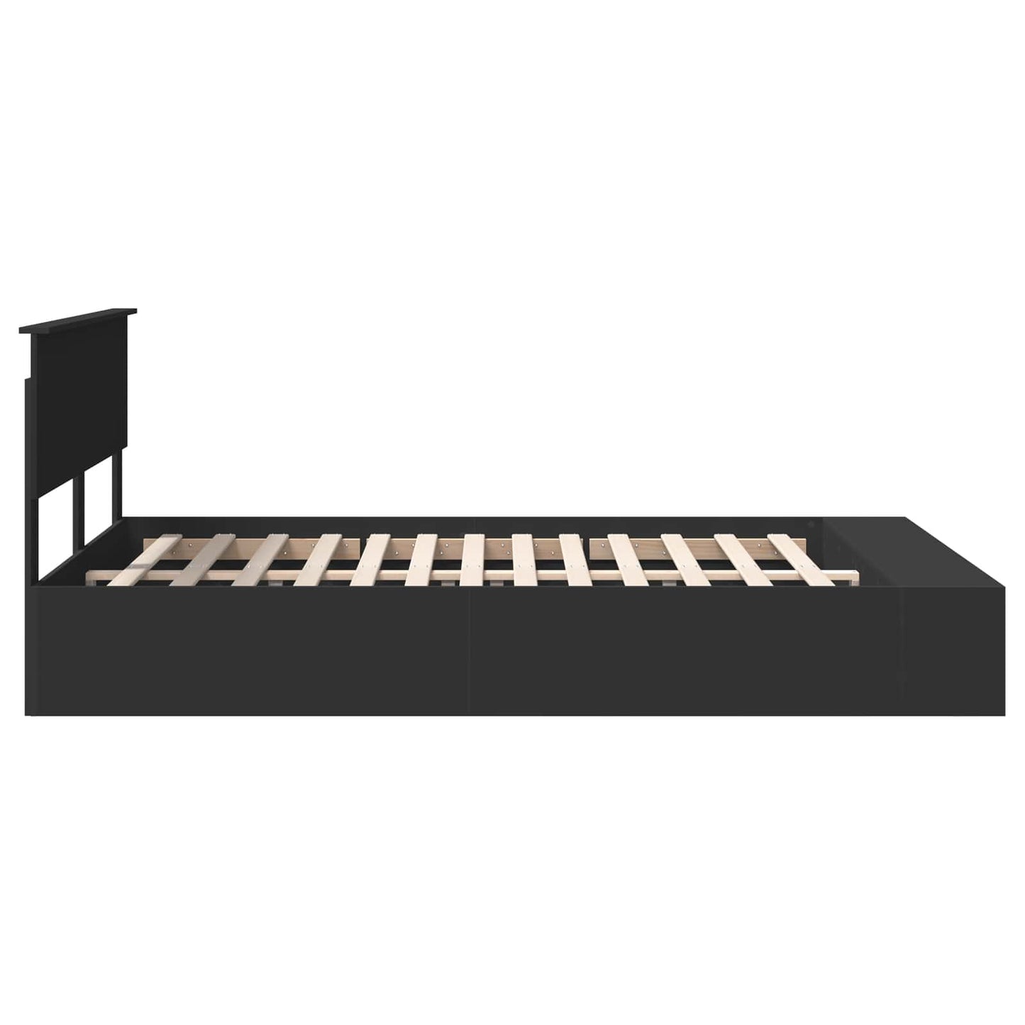 vidaXL Bettrahmen mit Regal Schwarz 140 x 200 cm Holzwerkstoff