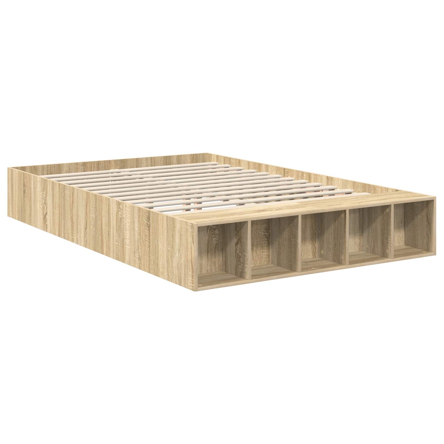 vidaXL Bettrahmen mit Regal Sonoma-Eiche 140 x 200 cm Holzwerkstoff