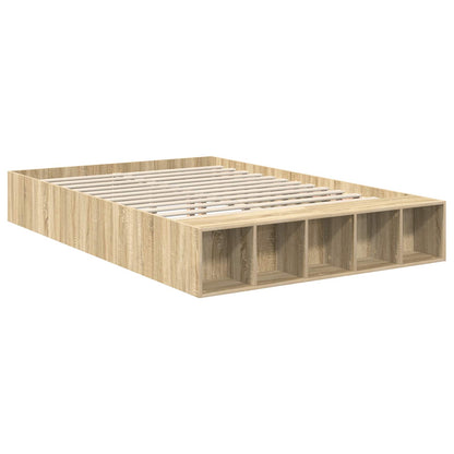 vidaXL Bettrahmen mit Regal Sonoma-Eiche 140 x 200 cm Holzwerkstoff