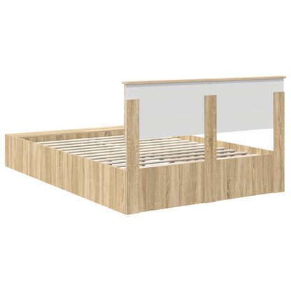 vidaXL Bettrahmen mit Regal Sonoma-Eiche 140 x 200 cm Holzwerkstoff