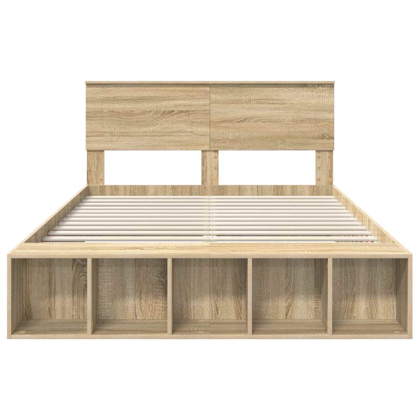 vidaXL Bettrahmen mit Regal Sonoma-Eiche 140 x 200 cm Holzwerkstoff