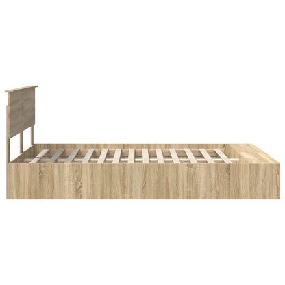 vidaXL Bettrahmen mit Regal Sonoma-Eiche 140 x 200 cm Holzwerkstoff