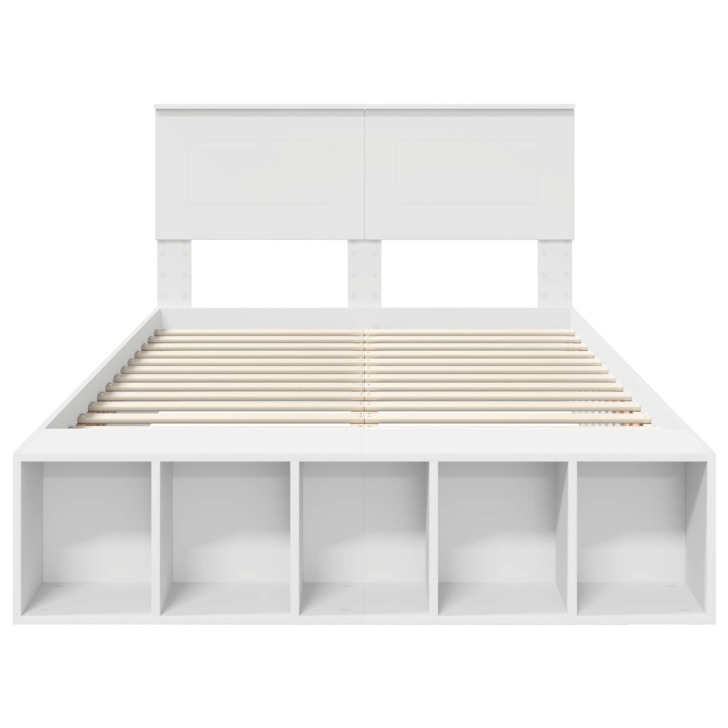 Bettrahmen mit Regal Weiß 135 x 190 cm Holzwerkstoff