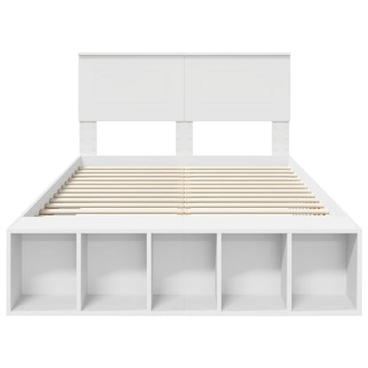 Bettrahmen mit Regal Weiß 135 x 190 cm Holzwerkstoff