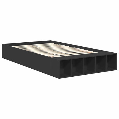 vidaXL Bettrahmen mit Regal Schwarz 135 x 190 cm Holzwerkstoff