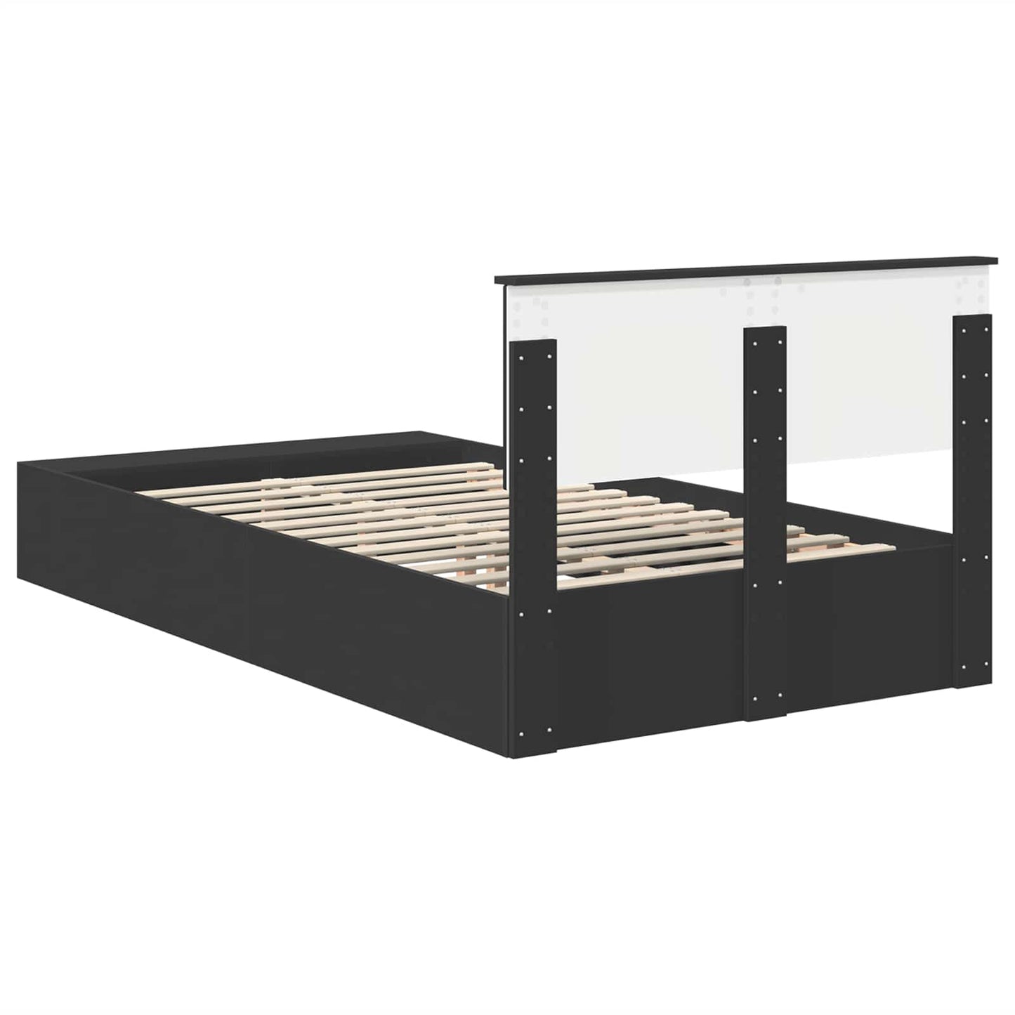 vidaXL Bettrahmen mit Regal Schwarz 135 x 190 cm Holzwerkstoff