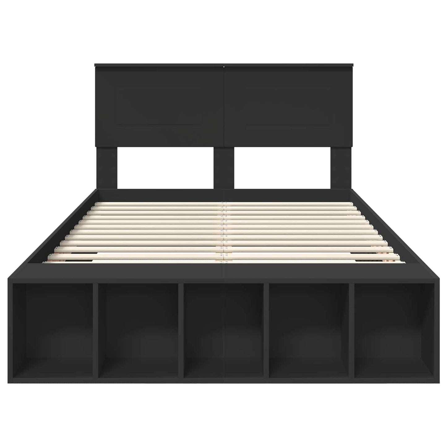 vidaXL Bettrahmen mit Regal Schwarz 135 x 190 cm Holzwerkstoff