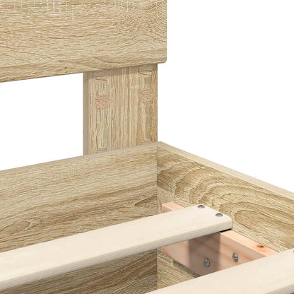 Bettrahmen mit Regal Sonoma-Eiche 135 x 190 cm Holzwerkstoff