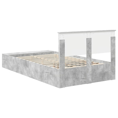 vidaXL Bettrahmen mit Regal Beton Grau 135 x 190 cm Holzwerkstoff