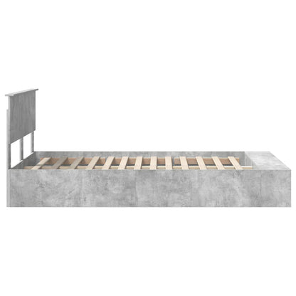 vidaXL Bettrahmen mit Regal Beton Grau 135 x 190 cm Holzwerkstoff