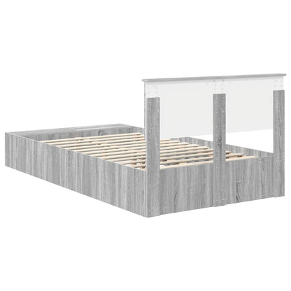vidaXL Bettrahmen mit Regal Graues Sonoma 135 x 190 cm Holzwerkstoff