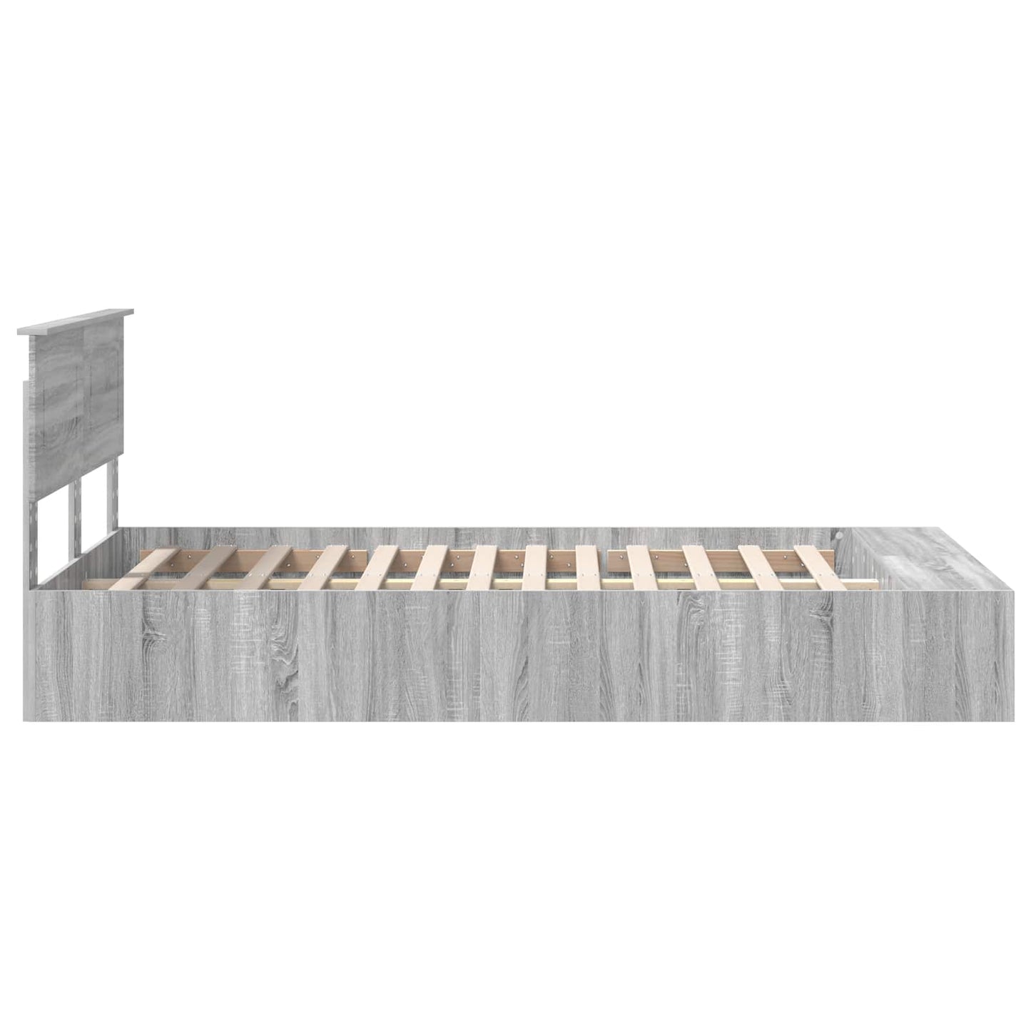 vidaXL Bettrahmen mit Regal Graues Sonoma 135 x 190 cm Holzwerkstoff