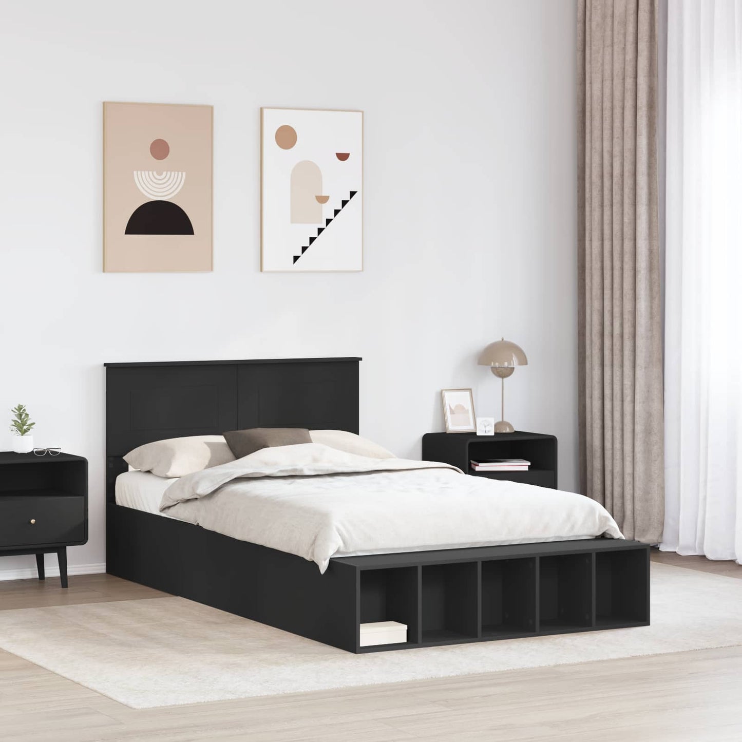 vidaXL Cadre de lit avec étagère Noir 120 x 190 cm Aggloméré